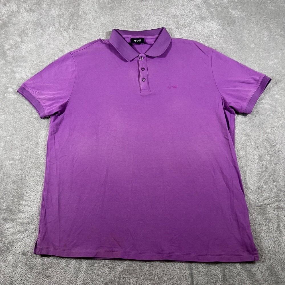 Armani Jeans Polo Shirt Mens 3XL Purple AJ Logo Short Sleeve Casual Stretch